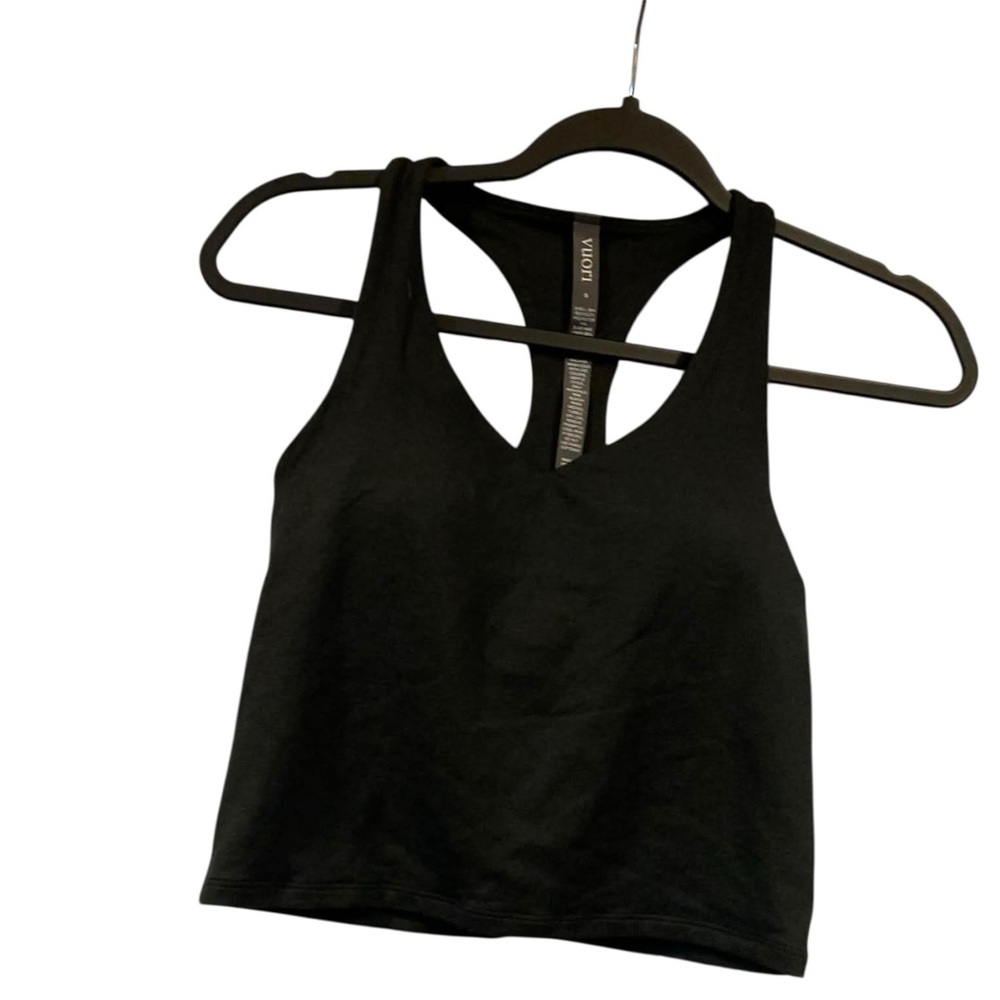 NWT Vuori performance crop tank BLACK HEATHER Size S